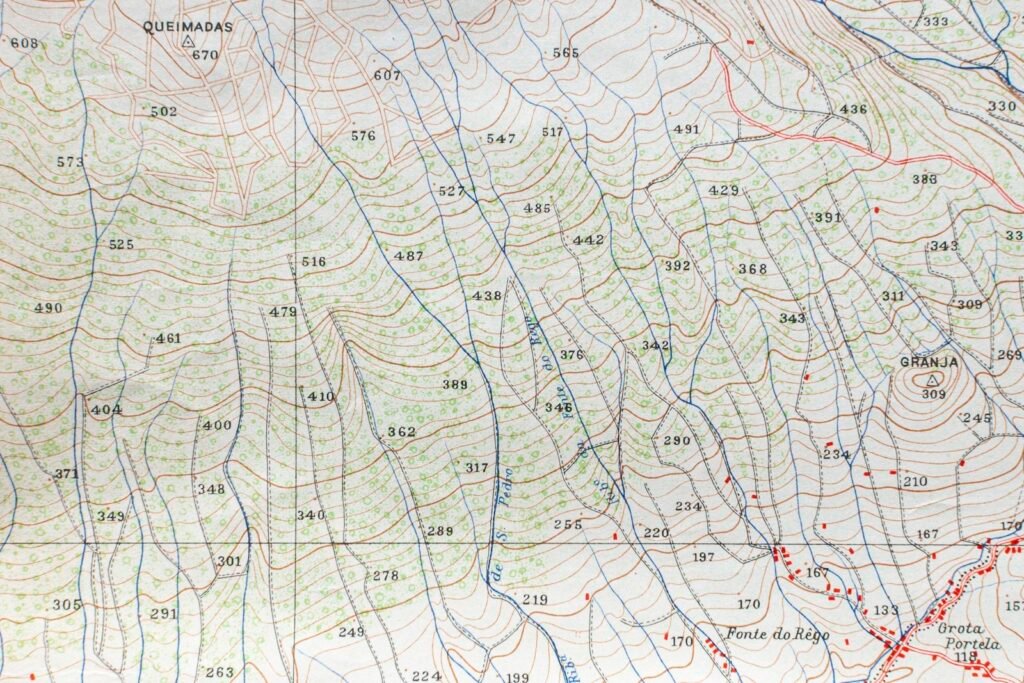 Detail of a topographic map